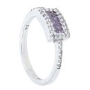 18ct White Gold 0.15ct Diamond And Amethyst Cluster Ring