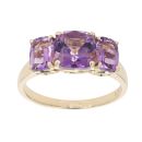 9ct Yellow Gold Three Stone Amethyst Ring