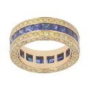 18ct Yellow Gold 3.25ct Yellow Diamond And Sapphire Full Eternity Ring