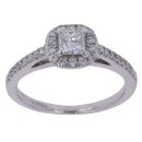 18ct White Gold 0.60ct Princess And Brilliant Cut Diamond Cluster Ring