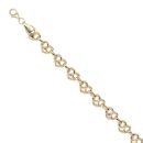 14ct Yellow Gold Hearts Bracelet 7.5"