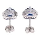 Silver Cubic Zirconia Heart Blue Cluster Earrings by Icesia