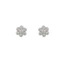 Sterling Silver Bezel Cubic Zirconia Flower Stud Earrings