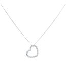 9ct White Gold Cubic Zirconia Heart Pendant And Chain 16"