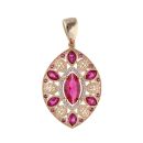 14ct Yellow Gold Red Gemstone Filigree Pendant