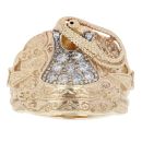 9ct Yellow Gold Cubic Zirconia Patterned Saddle Ring