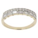 9ct Yellow Gold 0.65ct Baguette and Brilliant Cut Diamond Two Row Ring