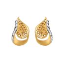 22ct Yellow Gold Curvy Petal Stud With Rhodium Finish