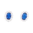 Silver Cubic Zirconia And Blue Gemstone Cluster Stud Earrings by Icesia