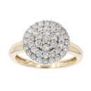 9ct Yellow Gold 1.00ct Brilliant Cut Diamond Cluster Ring