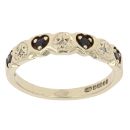 9ct Yellow Gold 0.01ct Diamond and Sapphire Heart Ring