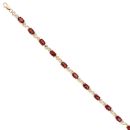 14ct Yellow Gold Garnet and Diamond Bracelet 7"