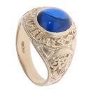 9ct Yellow Gold Blue Gemstone Cabochon College Ring