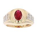 Children's 14ct Yellow And White Gold Red Gemstone And Cubic Zirconia Ring