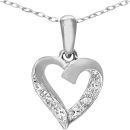 9ct White Gold Diamond Heart Pendant Necklace