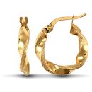 9ct Yellow Gold Polished/Frost Hoop Earrings