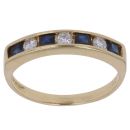 18ct Yellow Gold 0.20ct Diamond and Sapphire Half Eternity Ring