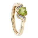 9ct Yellow Gold Created Peridot and Diamond Heart Ring