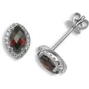 18 Carat White Gold Diamond-15pt Garnet-1.46ct Studs