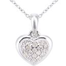 9ct White Gold Diamond Heart Halo Pendant Necklace