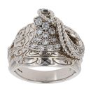 Silver Cubic Zirconia Saddle Ring by Icesia