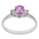 18ct White Gold 0.20ct Diamond And Pink Sapphire Three Stone Ring