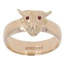 9ct Yellow Gold Ruby Bull Ring