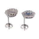 Silver Cubic Zirconia Blue Cluster Earrings by Icesia