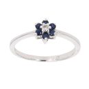 18ct White Gold 0.01ct Diamond And Sapphire Cluster Ring
