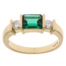18ct Yellow Gold 0.25ct Diamond And Created Emerald Ring