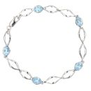 9ct White Gold Blue Topaz Bracelet 7.5"