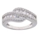 Silver Cubic Zirconia Crossover Ring by Icesia