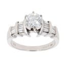 18ct White Gold 1.50ct Baguette And Brilliant Cut Diamond Solitaire Ring