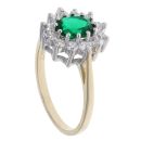 9ct Yellow Gold Cubic Zirconia and Green Gemstone Cluster Ring