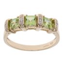 9ct Yellow Gold 0.05ct Diamond And Peridot Three Stone Ring