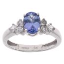 9ct White Gold Tanzanite And Cubic Zirconia Ring