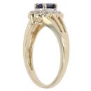 9ct Yellow Gold 0.10ct Diamond and Sapphire Cluster Ring