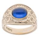 9ct Yellow Gold Blue Cabochon College Ring