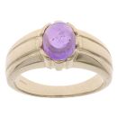 9ct Yellow Gold Amethyst Single Stone Signet Ring