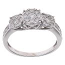 9ct White Gold 1.00ct Triple Cluster Diamond Ring