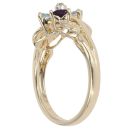 9ct Yellow Gold 0.01ct Diamond, Amethyst and Blue Topaz Cluster Ring