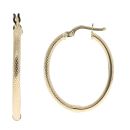 14ct Yellow Gold Patterned Oval Hoop Earrings