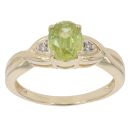 9ct Yellow Gold 0.02ct Diamond And Peridot Solitaire Ring