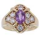 9ct Yellow Gold Amethyst And Cubic Zirconia Ring