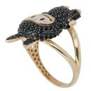 14ct Yellow Gold Black Gemstone Bunny Ring