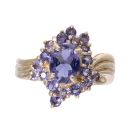 9ct Yellow Gold Iolite Cluster Ring