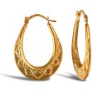 9ct Yellow Gold Oval Diamond Cut Earrings