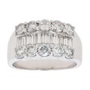 18ct White Gold 2.20ct Brilliant And Baguette Cut Diamond Cluster Ring