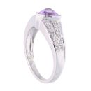 9ct White Gold Amethyst and Diamond Triangular Ring