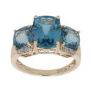 9ct Yellow Gold 0.05ct Diamond And Blue Topaz Ring